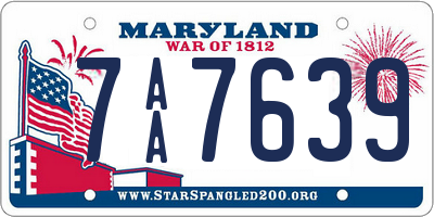 MD license plate 7AA7639