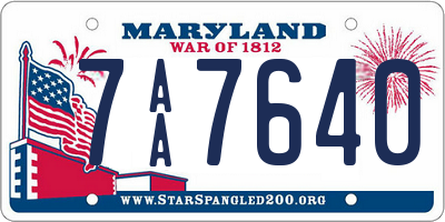 MD license plate 7AA7640