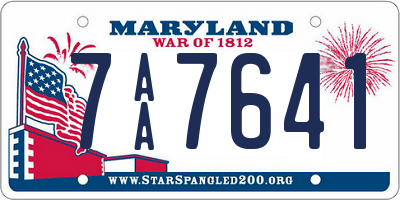 MD license plate 7AA7641