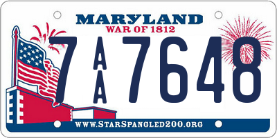 MD license plate 7AA7648