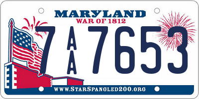 MD license plate 7AA7653