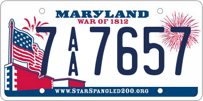 MD license plate 7AA7657