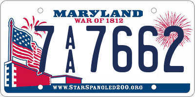 MD license plate 7AA7662