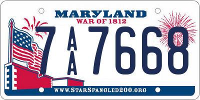 MD license plate 7AA7668