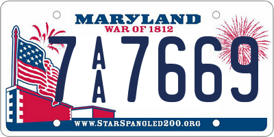 MD license plate 7AA7669
