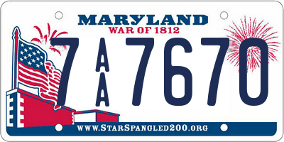 MD license plate 7AA7670