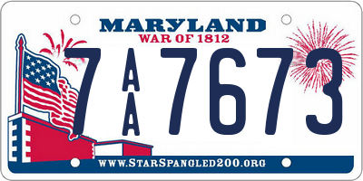 MD license plate 7AA7673