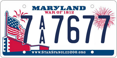 MD license plate 7AA7677