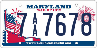 MD license plate 7AA7678