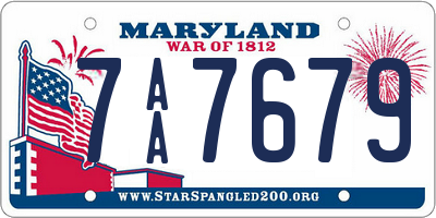 MD license plate 7AA7679