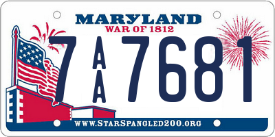 MD license plate 7AA7681