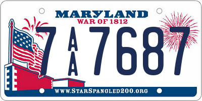 MD license plate 7AA7687