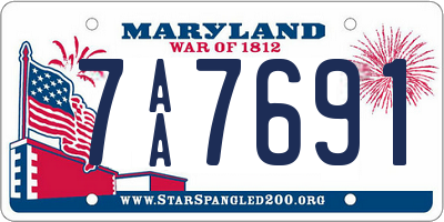 MD license plate 7AA7691