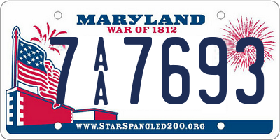 MD license plate 7AA7693