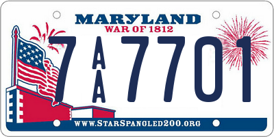 MD license plate 7AA7701