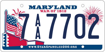 MD license plate 7AA7702