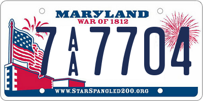 MD license plate 7AA7704