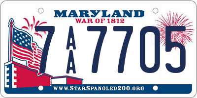 MD license plate 7AA7705