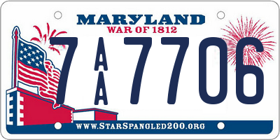 MD license plate 7AA7706