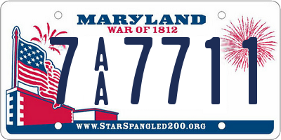 MD license plate 7AA7711