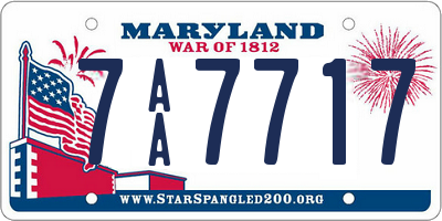 MD license plate 7AA7717