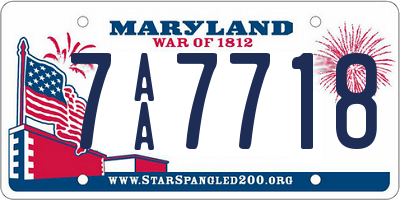 MD license plate 7AA7718