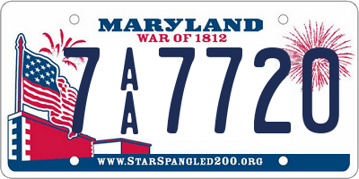 MD license plate 7AA7720