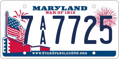 MD license plate 7AA7725