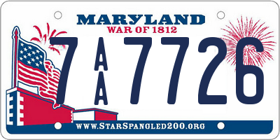 MD license plate 7AA7726