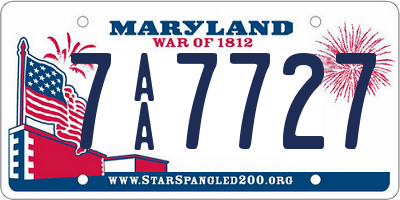 MD license plate 7AA7727