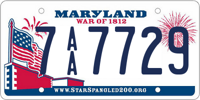 MD license plate 7AA7729