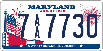 MD license plate 7AA7730