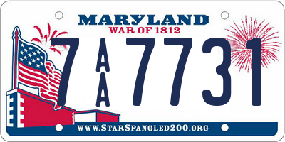 MD license plate 7AA7731