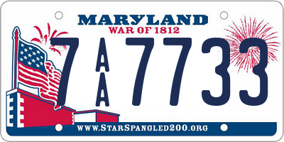 MD license plate 7AA7733