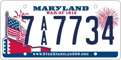 MD license plate 7AA7734