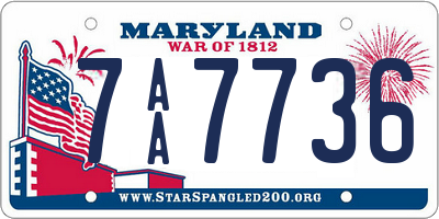 MD license plate 7AA7736
