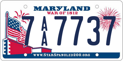 MD license plate 7AA7737