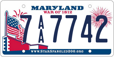 MD license plate 7AA7742