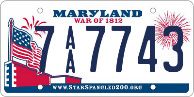 MD license plate 7AA7743