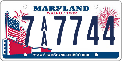 MD license plate 7AA7744