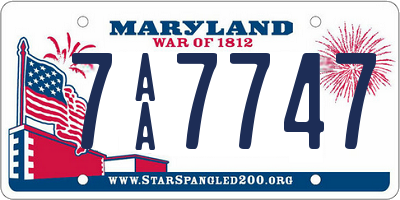 MD license plate 7AA7747