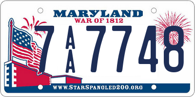 MD license plate 7AA7748