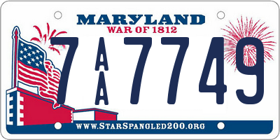 MD license plate 7AA7749