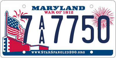 MD license plate 7AA7750