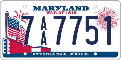 MD license plate 7AA7751