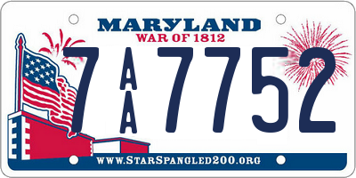 MD license plate 7AA7752