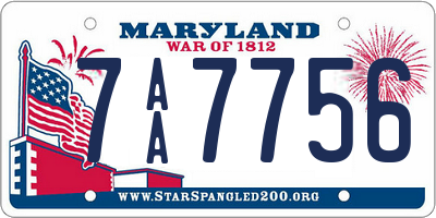 MD license plate 7AA7756