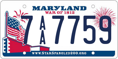 MD license plate 7AA7759