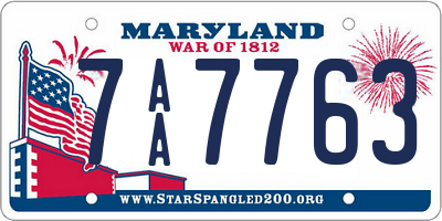 MD license plate 7AA7763