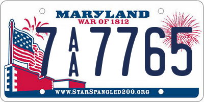 MD license plate 7AA7765